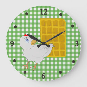 Grande Horloge Ronde Fun Chicken and Waffle Kitchen Wall Clock
