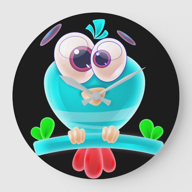 Grande Horloge Ronde Funky Birdie Time Clock (Recto)