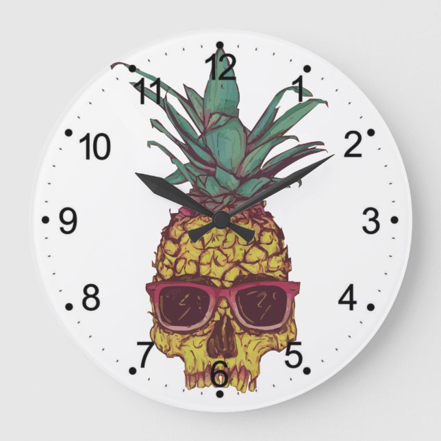 Grande Horloge Ronde Funky Geek Cool Pineapple Punk Design (Recto)