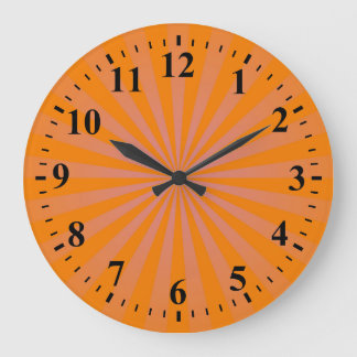 Grande Horloge Ronde Funky Sun Rays Retro Stripes #4