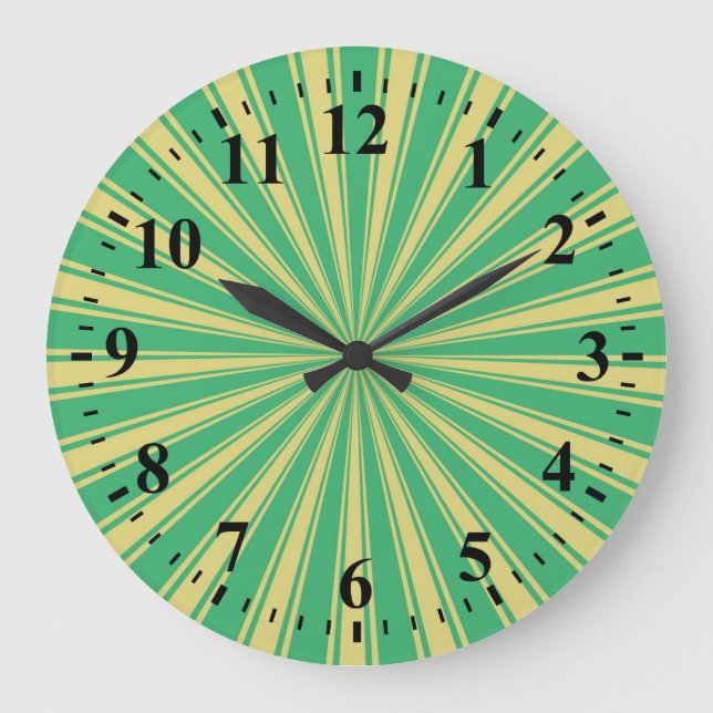 Grande Horloge Ronde Funky Sun Rays Retro Stripes #5 (Recto)