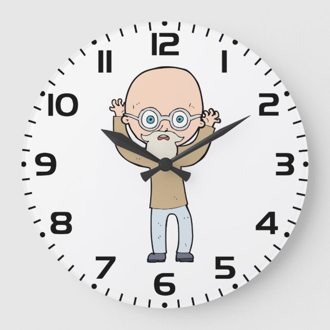 Grande Horloge Ronde Funny Bald Quirky Old Man with Beard (Recto)