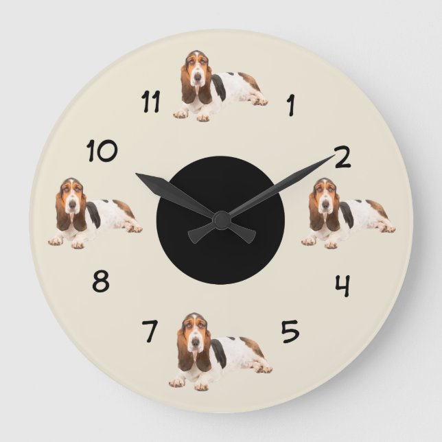Grande Horloge Ronde Funny Basset Hound Breed Wall Decor (Recto)