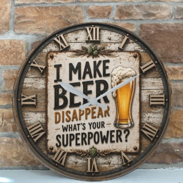 Grande Horloge Ronde Funny Beer  (Créateur téléchargé)