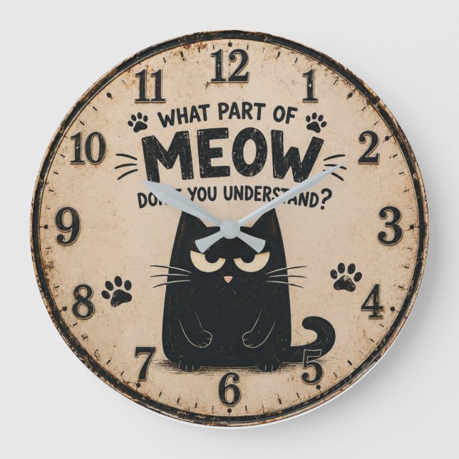 Grande Horloge Ronde Funny Black Cat (Recto)