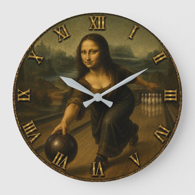 Grande Horloge Ronde Funny Bowling Mona Lisa Bowler Gift (Recto)