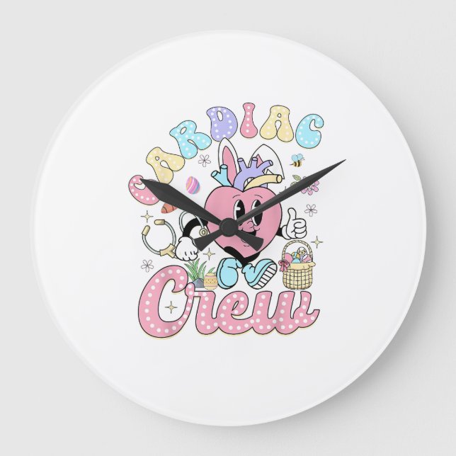 Grande Horloge Ronde Funny Cardiac Crew Easter Day CVICU Nurse Cardiolo (Recto)