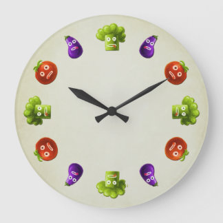 Grande Horloge Ronde Funny Cartoon Vegetables Kitchen