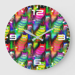 Grande Horloge Ronde Funny Cats Motif-54578