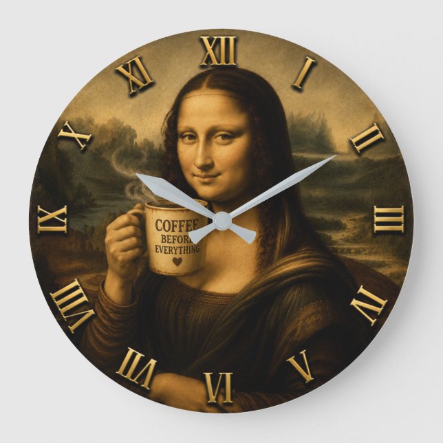 Grande Horloge Ronde Funny Coffee Mona Lisa (Recto)