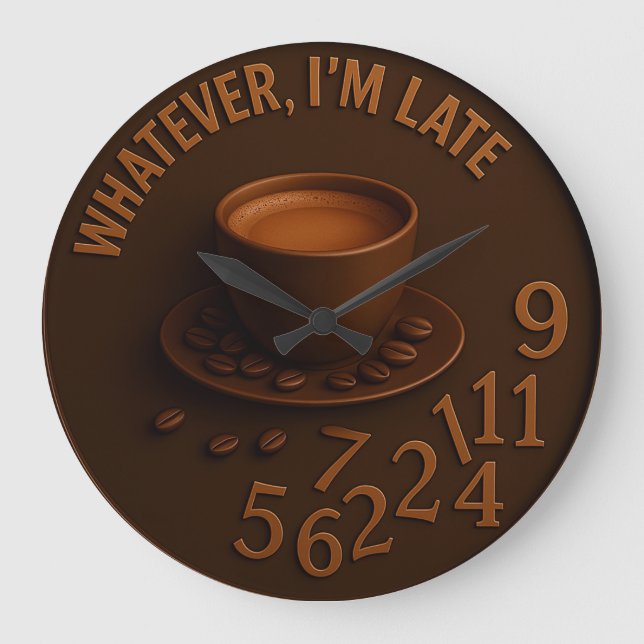 Grande Horloge Ronde Funny Coffee mug Whatever I'm late (Recto)