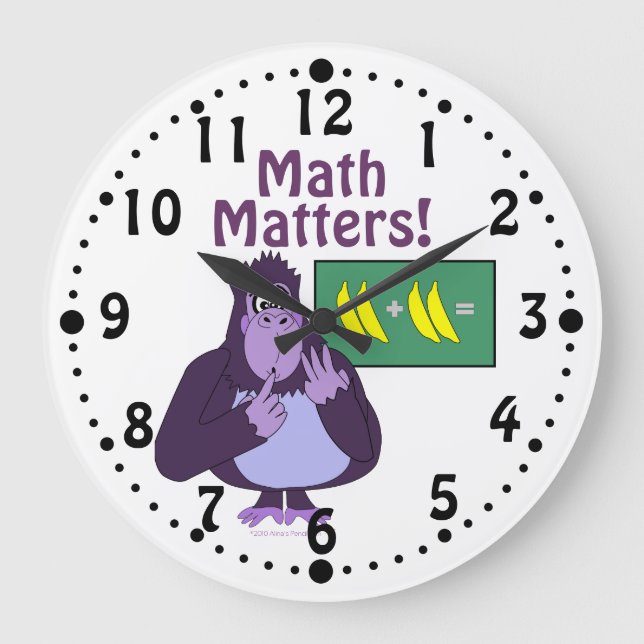 Grande Horloge Ronde Funny Counting Gorilla Math Matters Custom Clock (Recto)