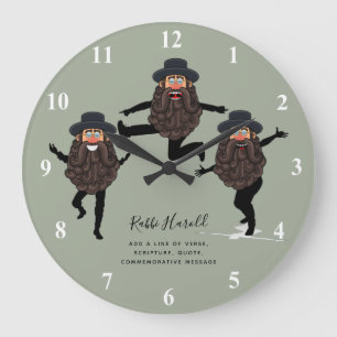 Grande Horloge Ronde FUNNY Dancing RABBI Personnalisé avec texte