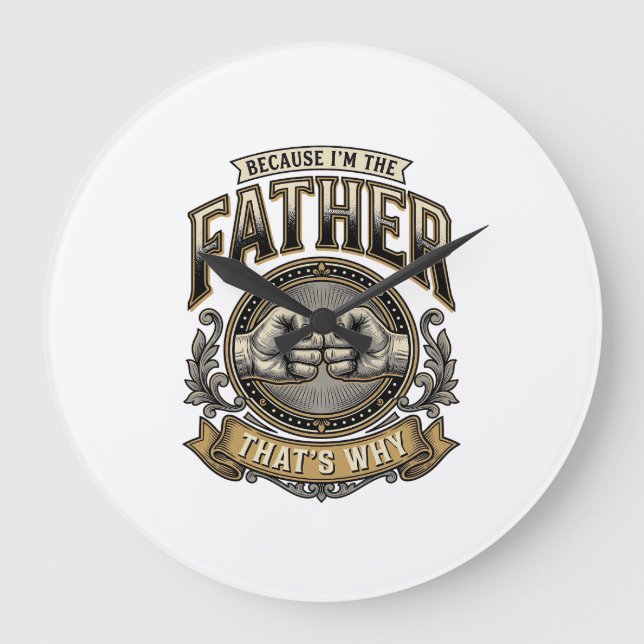 Grande Horloge Ronde Funny Father Fist Bump Vintage Engraving Shirt Des (Recto)