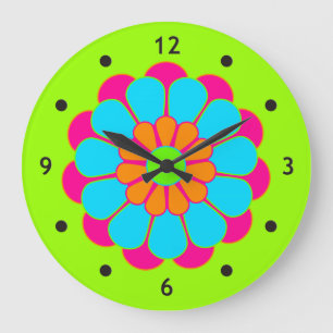 Grande Horloge Ronde Funny Flower Power Bloom III