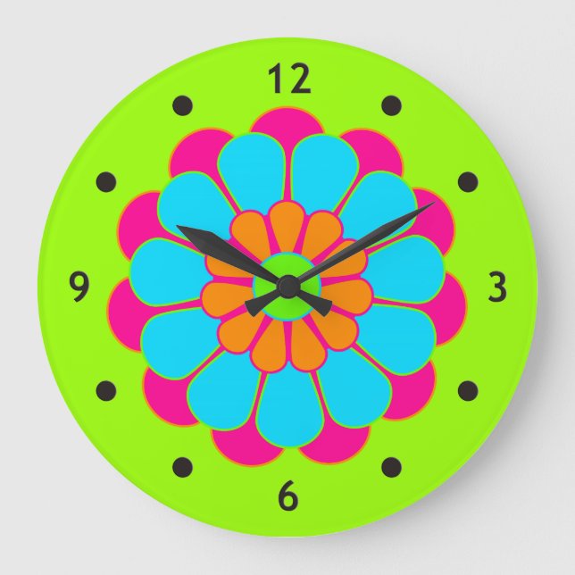 Grande Horloge Ronde Funny Flower Power Bloom III (Recto)