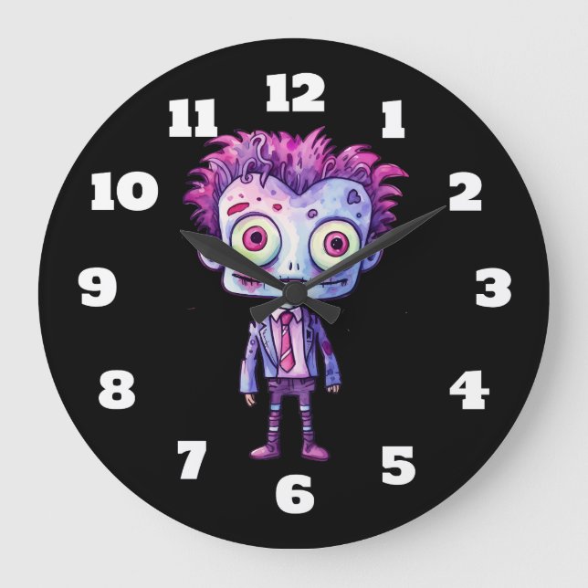 Grande Horloge Ronde Funny Frankenstein Monster Halloween Fun (Recto)