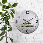 Grande Horloge Ronde Funny Golf Legend Golf Ball Personnalisé<br><div class="desc">Amusant,  balle de golf personnalisée sur cette horloge murale personnalisée. Le cadeau idéal pour tous les amateurs de golf.</div>