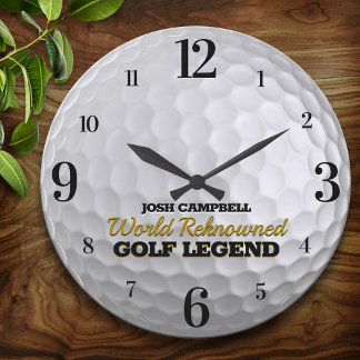 Grande Horloge Ronde Funny Golf Legend Golf Ball Personnalisé