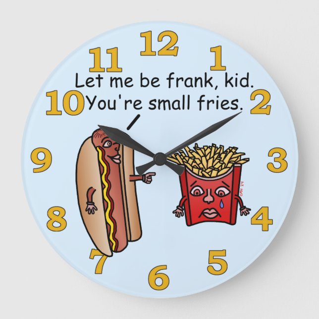 Grande Horloge Ronde Funny Hot Dog French Fries (Recto)