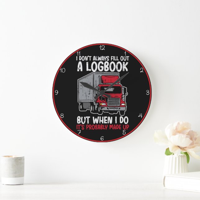 Grande Horloge Ronde Funny Logbook Red Trucker (Maison)