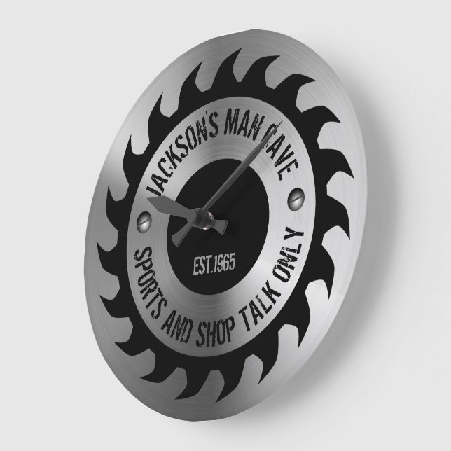 Grande Horloge Ronde Funny Manly Homme Cave acier Circulaire lame de sc (Angle)