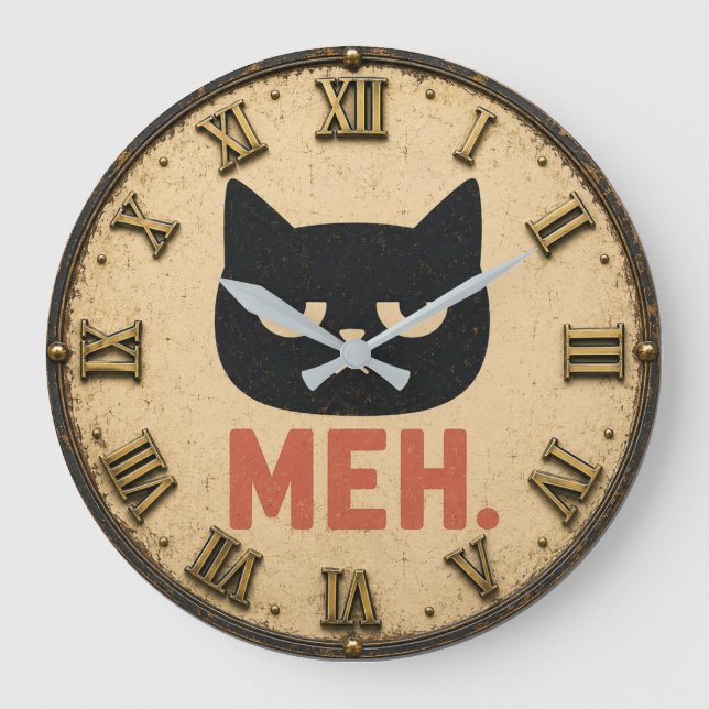 Grande Horloge Ronde Funny Meh Cat (Recto)