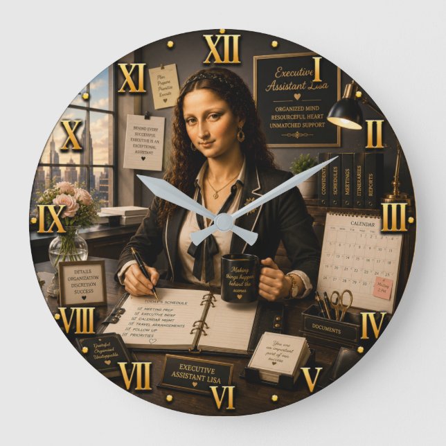 Grande Horloge Ronde Funny Mona Lisa Executive Assistant (Recto)