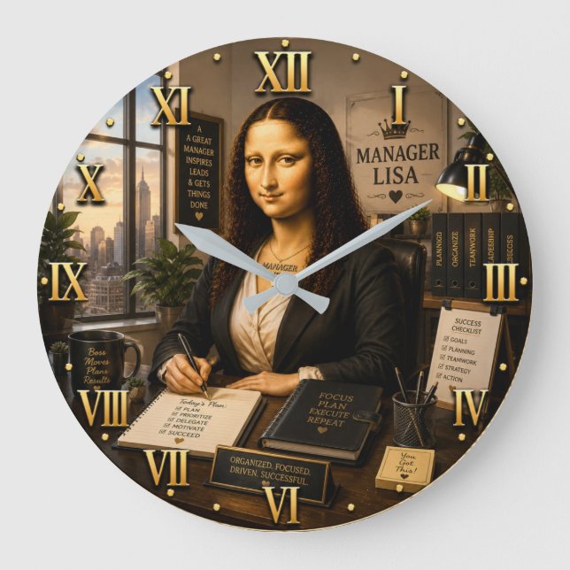Grande Horloge Ronde Funny Mona Lisa Manager Office Decor  (Recto)