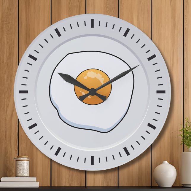 Grande Horloge Ronde Funny Omelet petit déjeuner - décor cuisine (Créateur téléchargé)