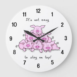 Grande Horloge Ronde Funny Pig