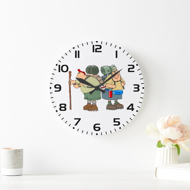 Grande Horloge Ronde Funny Randonneurs Outdoor Adventure Camping Humour (Créateur téléchargé)