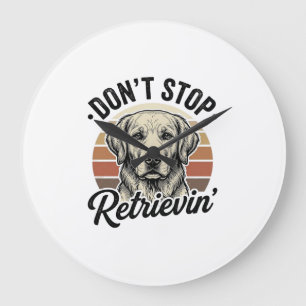 Grande Horloge Ronde Funny Retriever Chien Gravure Vintage Graphique Te