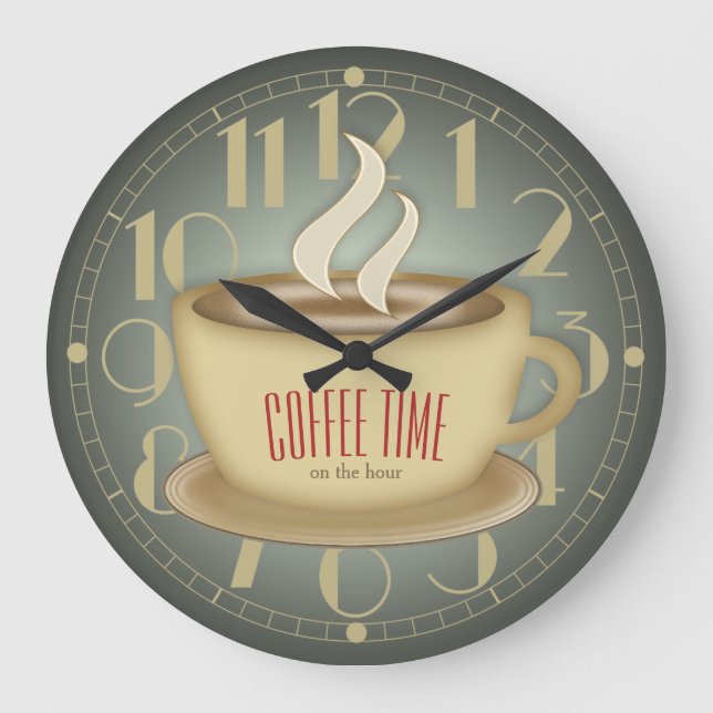 Grande Horloge Ronde Funny Retro Coffee Time Custom (Recto)