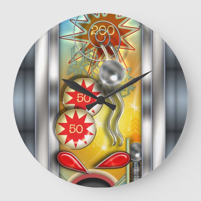 Grande Horloge Ronde Funny retro Pinball Machine (Recto)