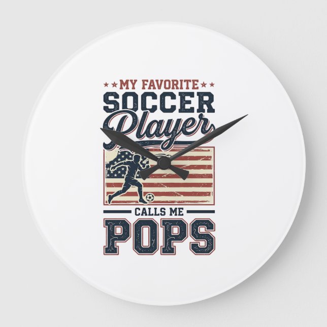 Grande Horloge Ronde Funny Soccer Pops Vintage Engraving Shirt Design_1 (Recto)