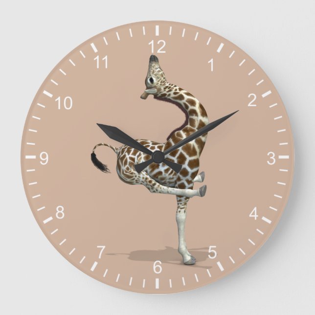 Grande Horloge Ronde Funny Sporty Giraffe (Recto)