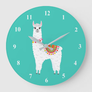 Grande Horloge Ronde Funy Alpaca llama drama cute animal