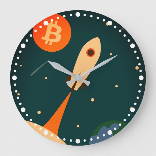 Grande Horloge Ronde Fusée Bitcoin (Recto)