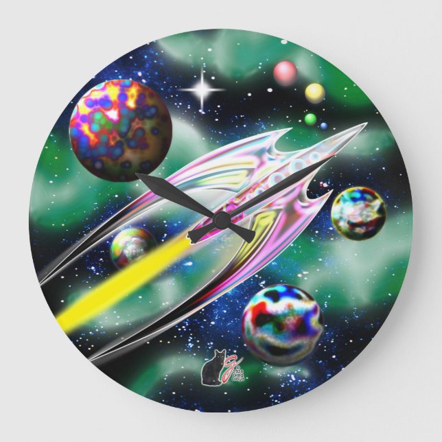 Grande Horloge Ronde Fusée de verre (Recto)