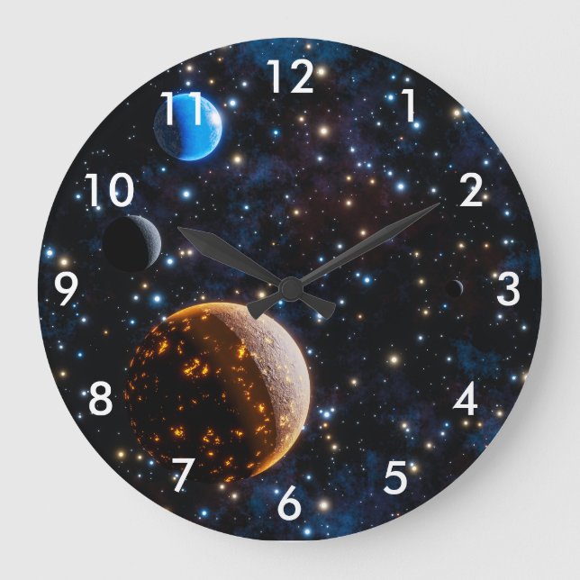 Grande Horloge Ronde Galaxie avec étoiles et planètes (Recto)