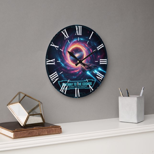 Grande Horloge Ronde Galaxy Space Wall Clock Sci-Fi Decor (Bureau)