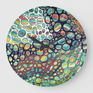 Grande Horloge Ronde Galets colorés intemporels Oeuvre originale