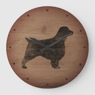 Grande Horloge Ronde Gallois Springer Spaniel Silhouette Rustique