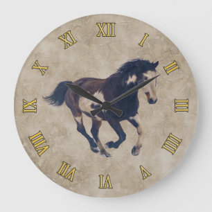Grande Horloge Ronde Galloping Pinto American Paint Stallion Horse