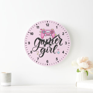 Grande Horloge Ronde Gamer fille