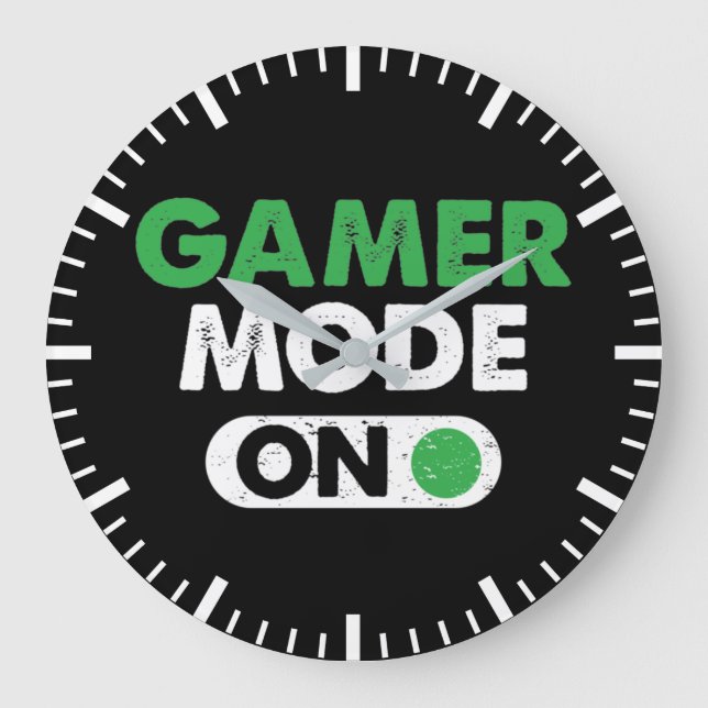 Grande Horloge Ronde Gamer Mode On - Funny Video Gamer, Gaming Humor (Recto)