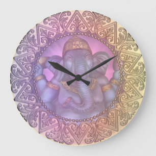 Grande Horloge Ronde Ganesha dans les nuances du Pastel