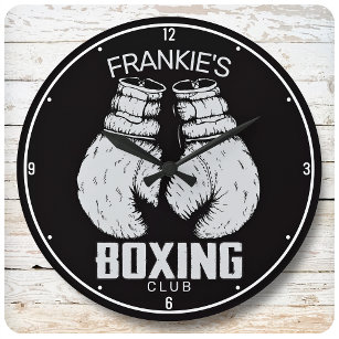 Grande Horloge Ronde Gants de boxe club Boxer Gym Fighter