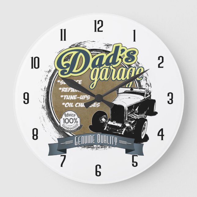 Grande Horloge Ronde Garage de papa en couleur (Recto)